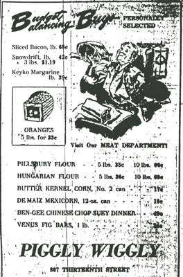 Piggly Wiggly Ad 1947